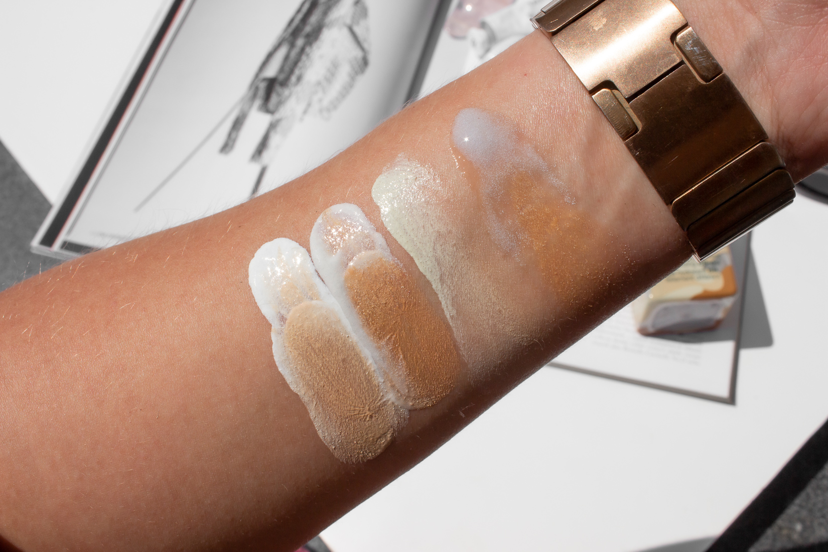 bb gel swatche, milky boost swatche